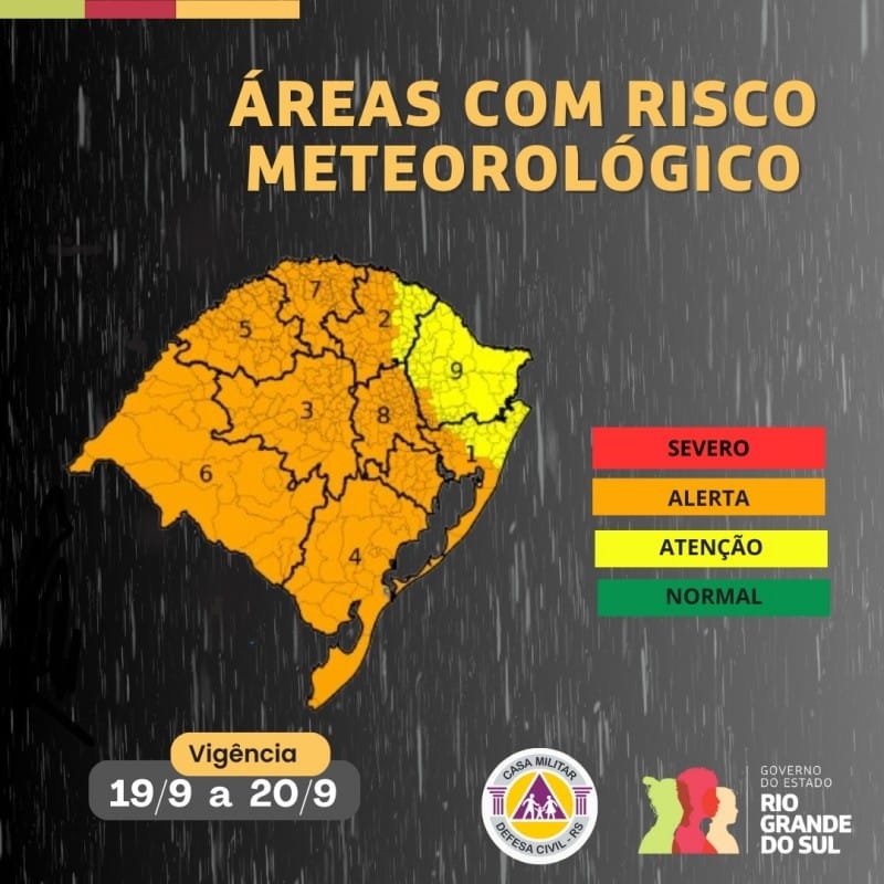 Defesa Civil alerta para risco de transtornos por conta de chuva forte no RS 2 alerta defesa civil