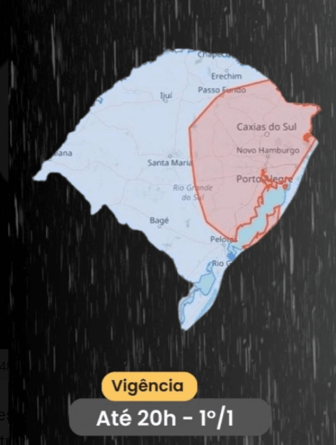 Defesa Civil emite alerta para chuva forte e risco de granizo em parte do RS 2 temporal