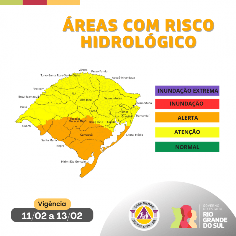 Defesa Civil alerta para chuva intensa e risco de cheia no RS 3 cheia