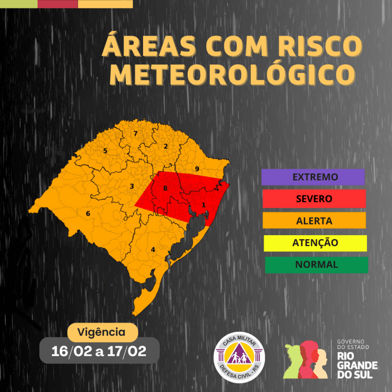 Áreas do RS ficam em alerta para tempo severo até segunda 2 tempo severo
