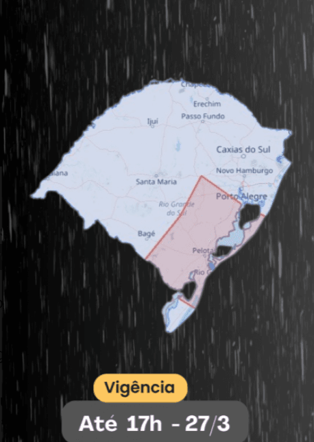 Novas áreas recebem alerta de temporal no RS 2 alerta de temporal