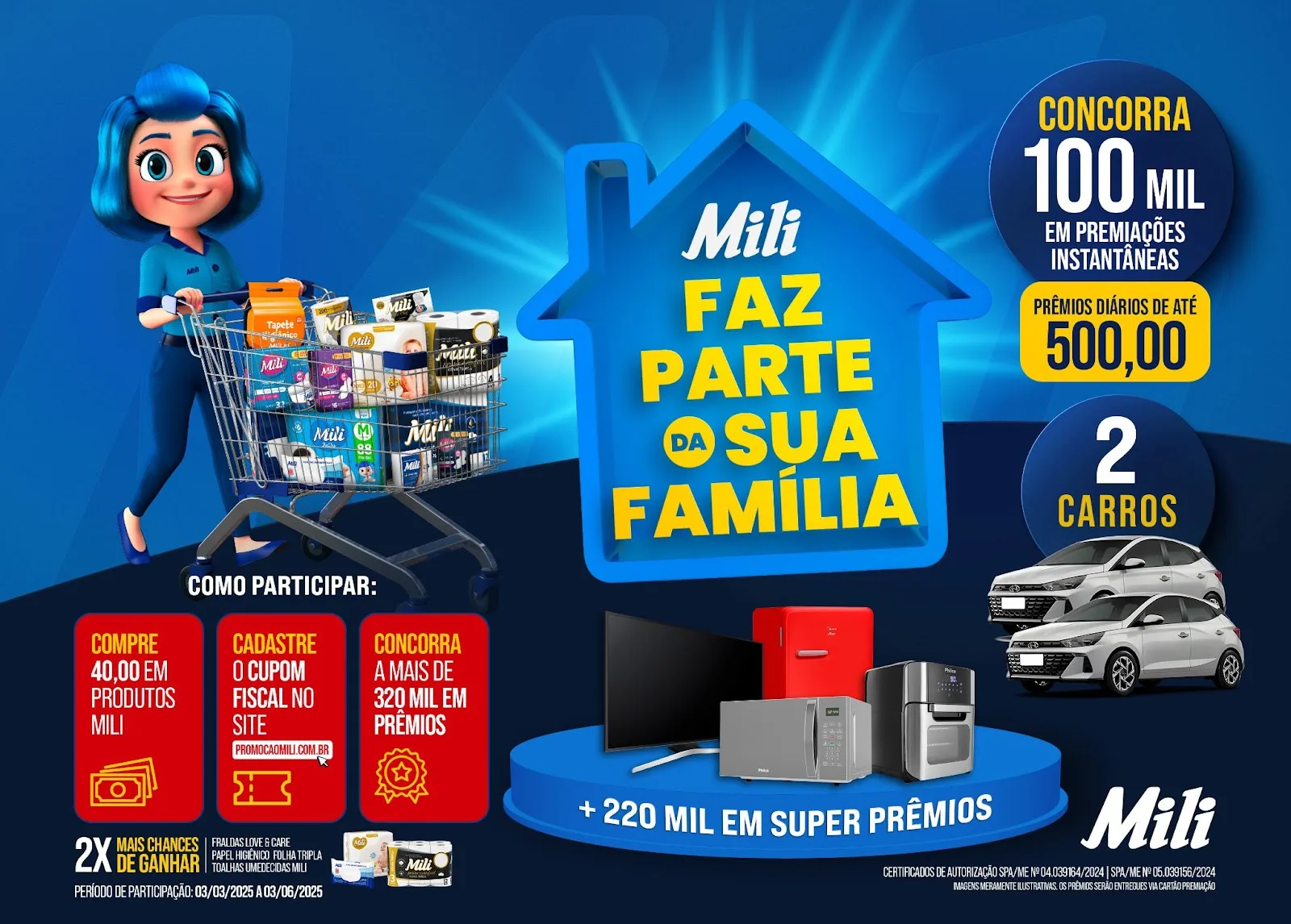 Mili lança promoção com prêmios instantâneos e sorteios de até R$ 90 mil