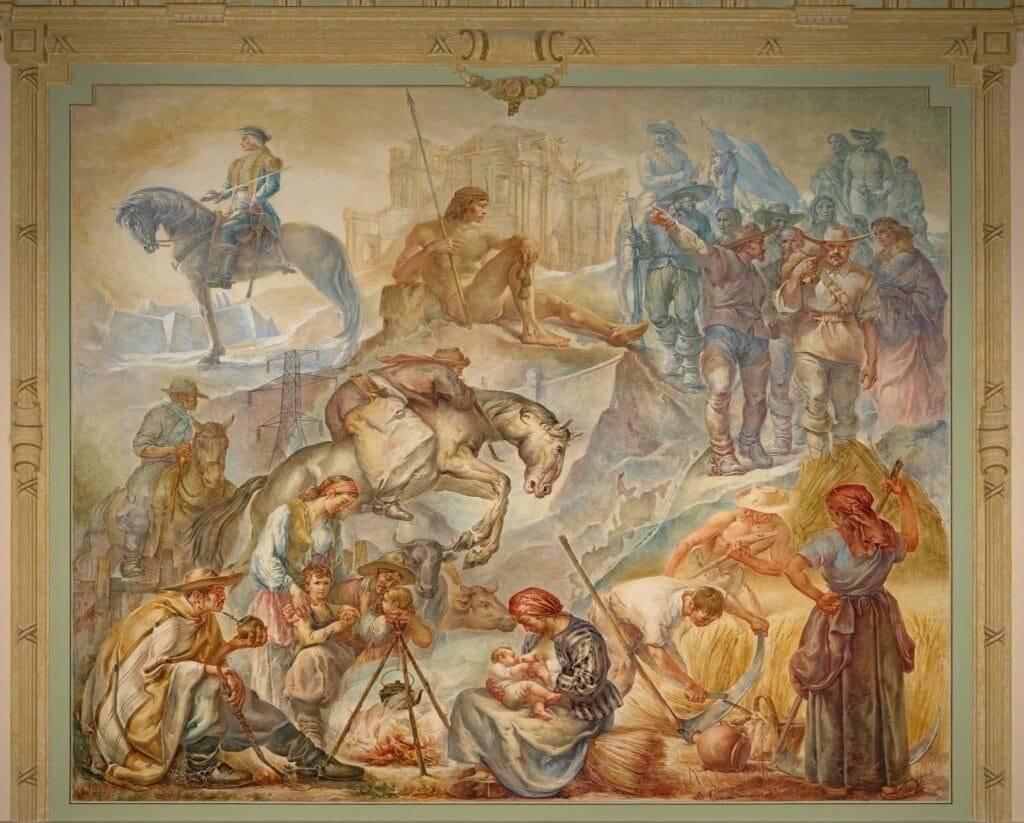 Palácio Piratini disponibiliza obras restauradas no Google Arts & Culture 2 A formacao historico etnografica do Rio Grande do Sul obra de Locatelli no Salao Alberto Pasqualini