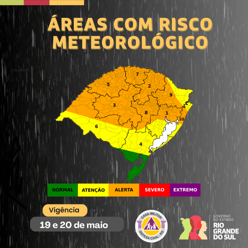 Tempo instável: Defesa Civil alerta risco de chuva forte no RS 2 alerta defesa civil