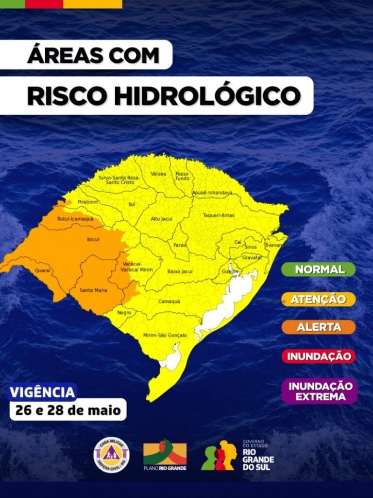 Defesa Civil emite alerta para inundação e cheia em áreas do RS 2 cheia