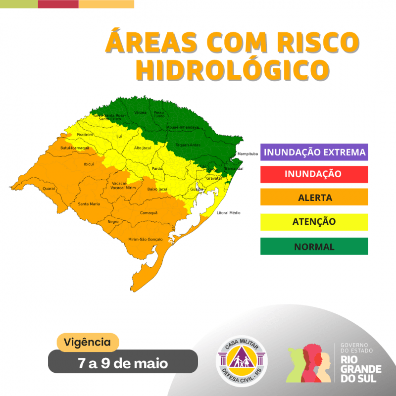 Tempo: Defesa Civil alerta para risco de cheias em áreas do RS 2 cheias