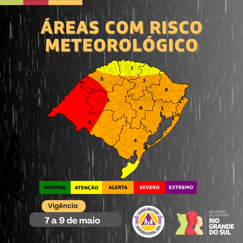 Defesa Civil emite alerta de tempo severo em áreas do RS 2 tempo severo