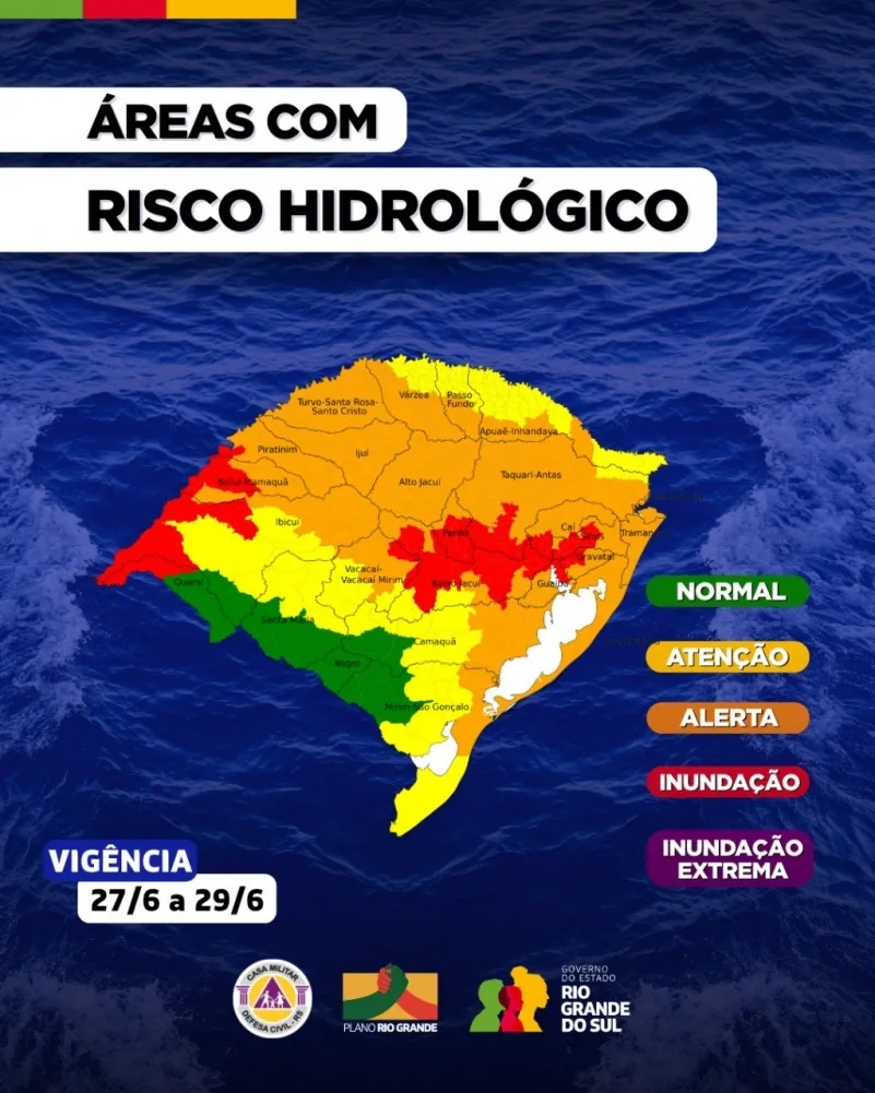 Aviso hidrológico da Defesa Civil aponta inundação em áreas do RS 2 inundacao 1