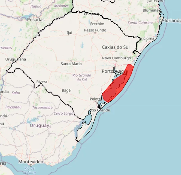 Ciclone deixa diversos pontos sem luz no RS 2 alerta veremlho