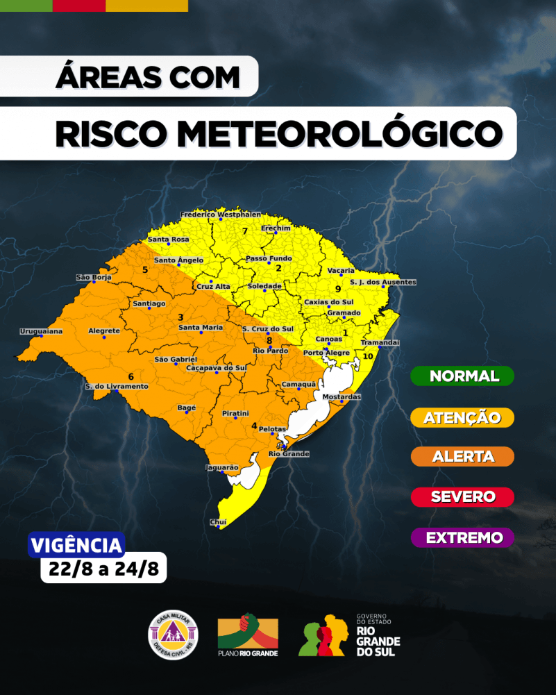 Defesa Civil aponta risco de granizo e chuva intensa em áreas do RS 2 defesa civil