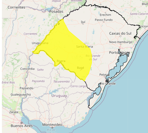 Inmet emite alerta amarelo para chuva intensa em parte do RS 2 alerta amarelo