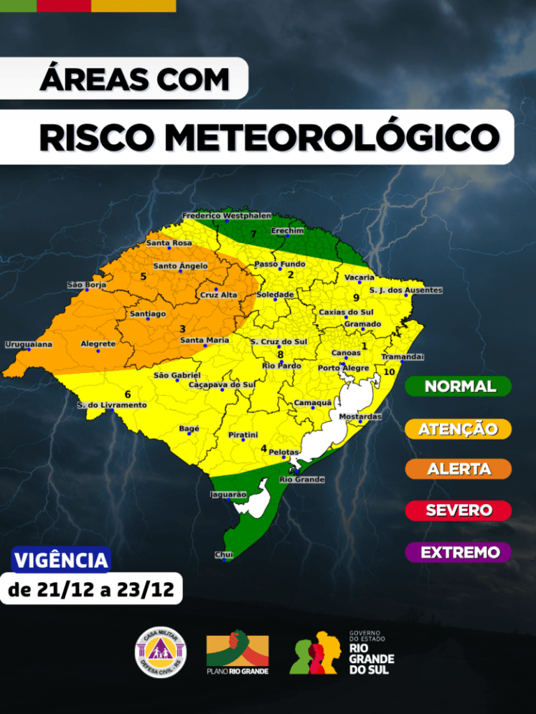 Defesa Civil emite alerta para chuva intensa e alagamentos no RS 2 alerta chuva intensa