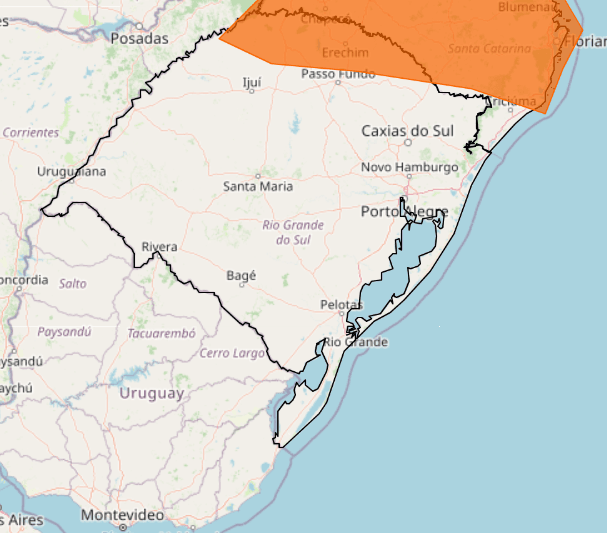 Inmet divulga alerta de tempestade neste sábado em áreas do RS; Confira as regiões 2 alerta laranja