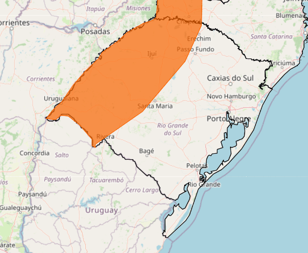 Inmet divulga alerta laranja para tempestade em parte do RS 2 alerta tempestade