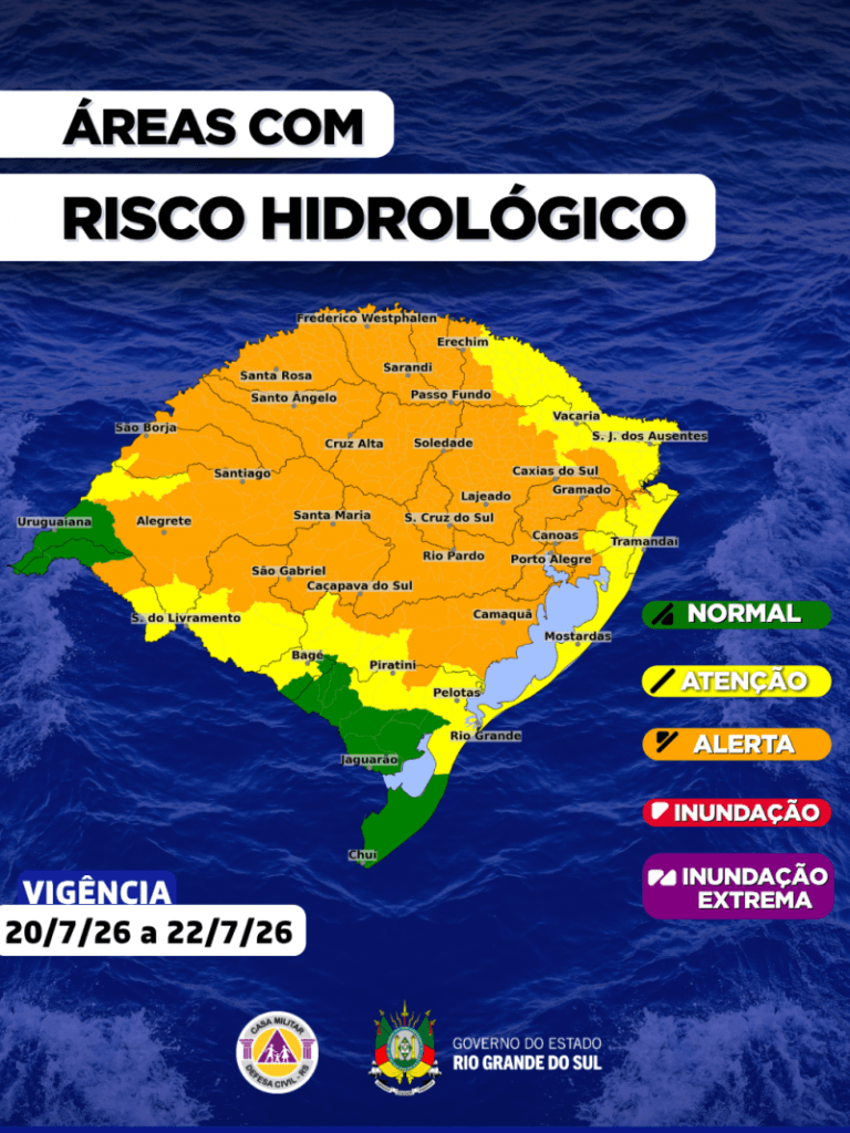 Chuva no RS: rios sobem nos próximos dias e Defesa Civil pede atenção nas cidades 2 alerta enchente
