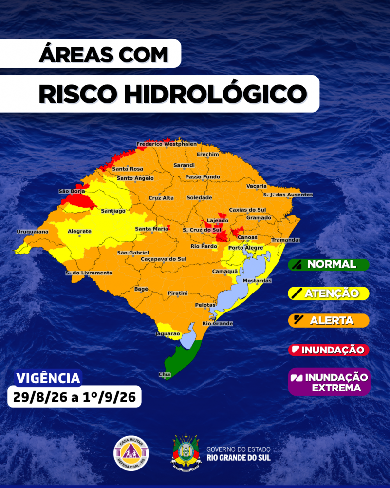 Chuva volumosa segue e Defesa Civil emite novo alerta para inundação em áreas do RS 2 inundacao cheia