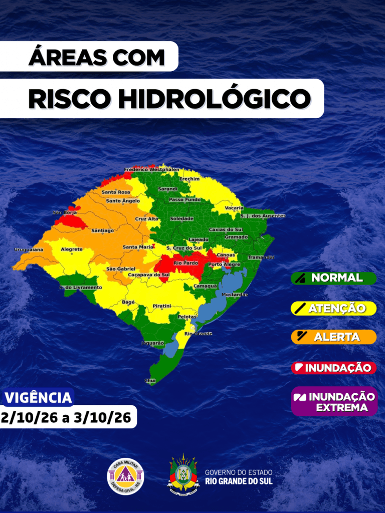 Chuva volumosa: Defesa Civil alerta para inundação em diferentes áreas do RS 2 alerta chuva volumosa 768x1024 1